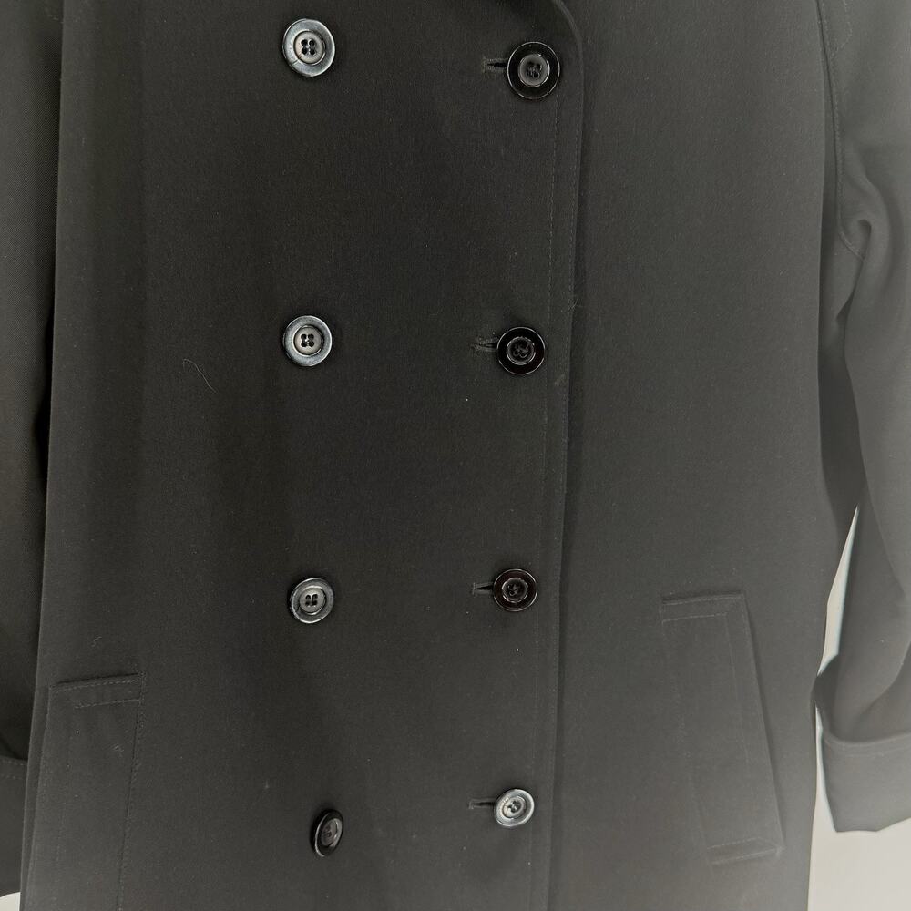 Petite Classic Long Black Trench Coat Women 10 Gallery Minimal Capsule Wardrobe - Picture 4 of 6
